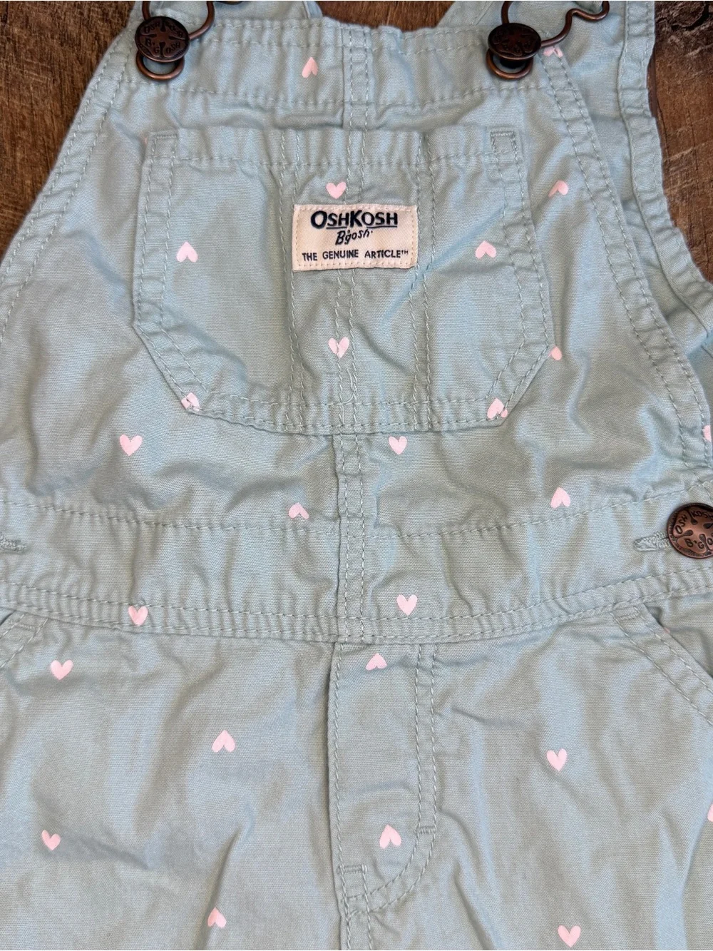 Osh Kosh B’gosh Toddler Girls Overall Adjustable Shorts Hearts Green Pink 4T